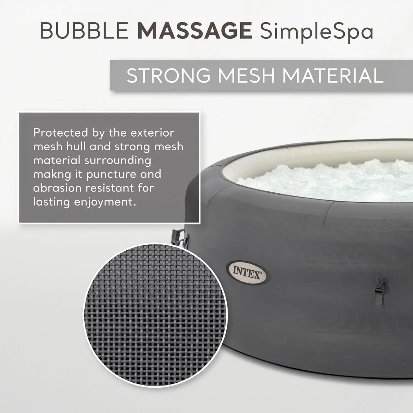 SimpleSpa Bubble Massage Inflatable Round Hot Tub Relaxing Outdoor Water Spa with Soothing Jets Insulated Cover