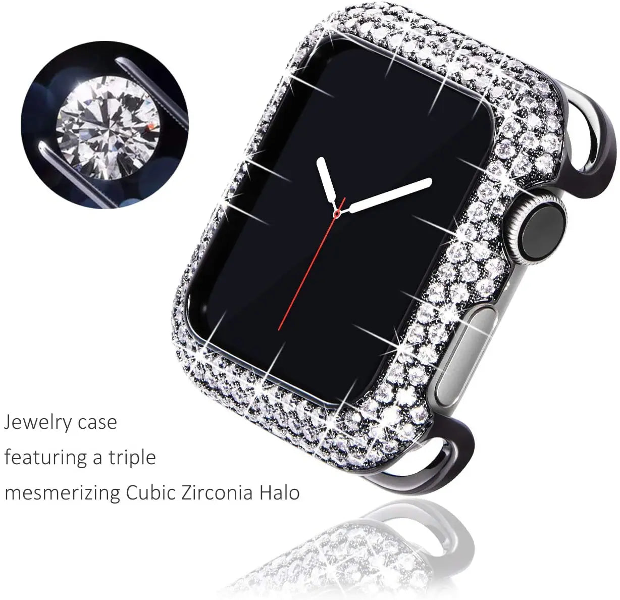 Carved Copper Women Luxury Bumper for Apple Watch Case 44/40mm 42/38mm Diamond Bling Metal iWatch Series 7 SE/6/5/4/3/2 45 41 mm