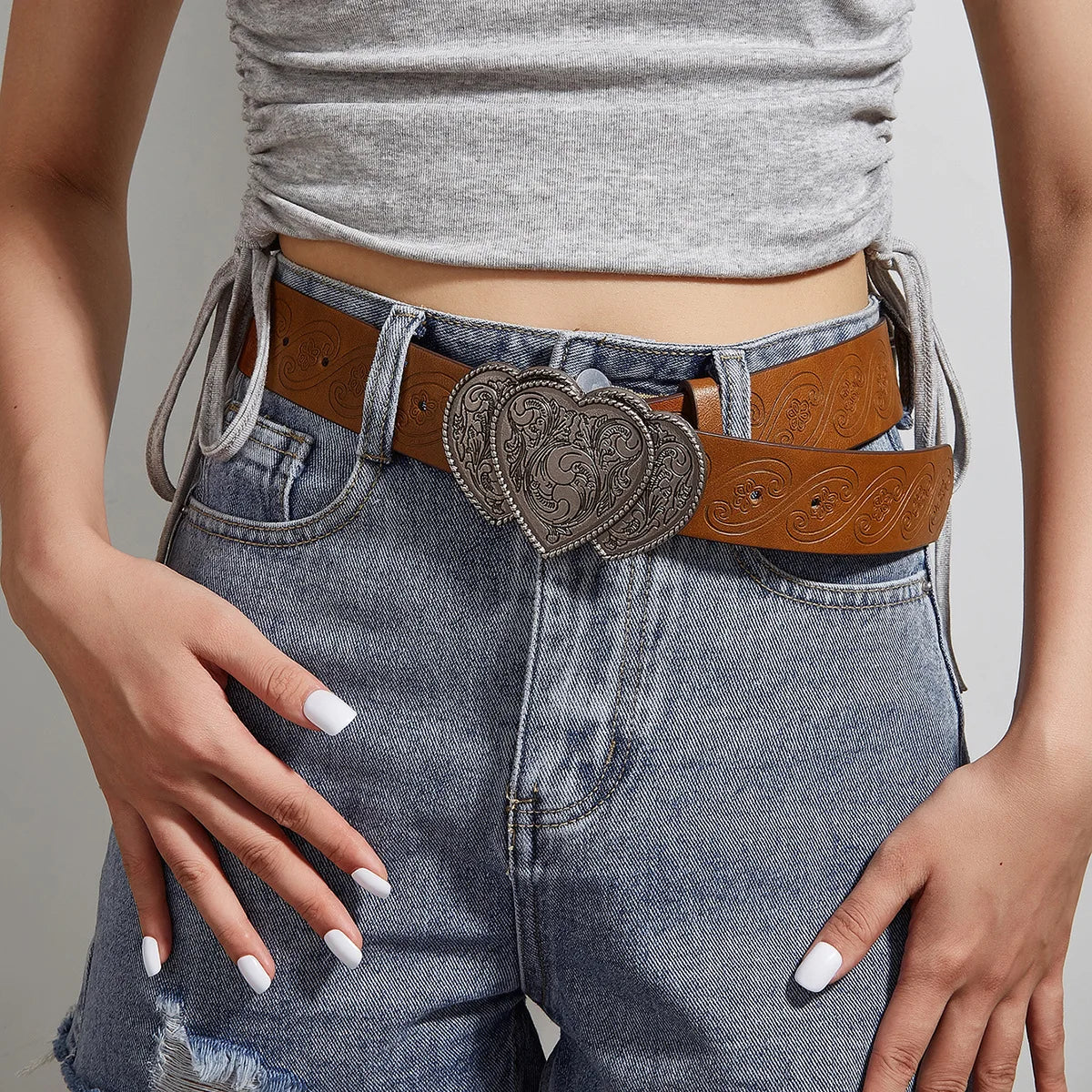 Gothic Punk Leather Y2k Belt For Women Men Metal Buckle Waist Strap Designer Luxury Female Jeans Trouser Decorative Waistband