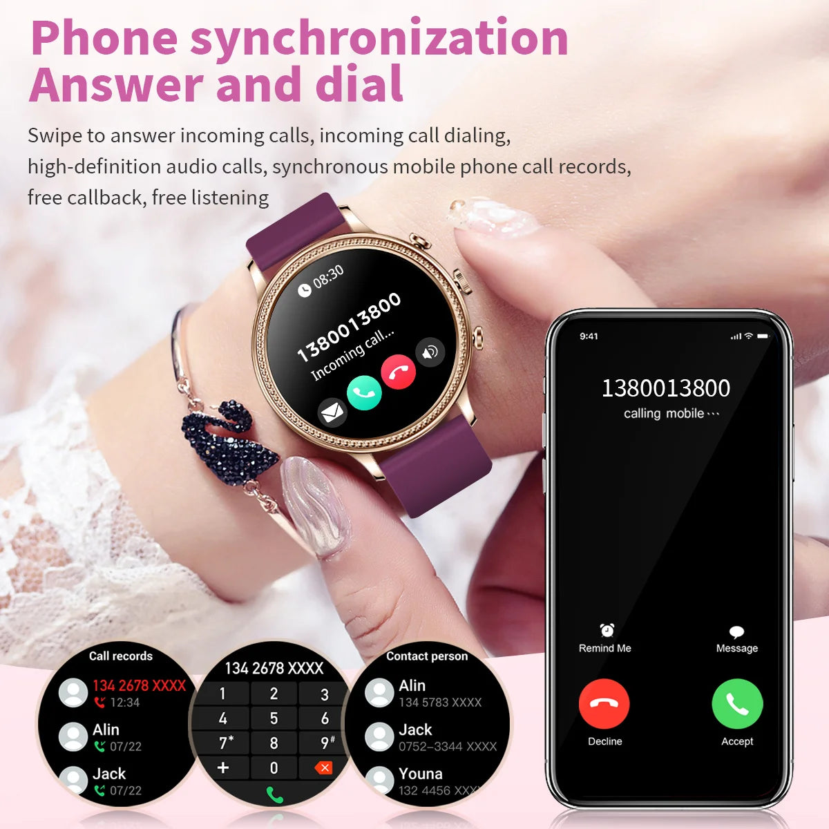 LIGE 2024 Women Smartwatch Ladies Smart Watches for iOS Apple iPhone and Android HUAWEI Xiaomi Digital Watch Girl Smart Bracelet