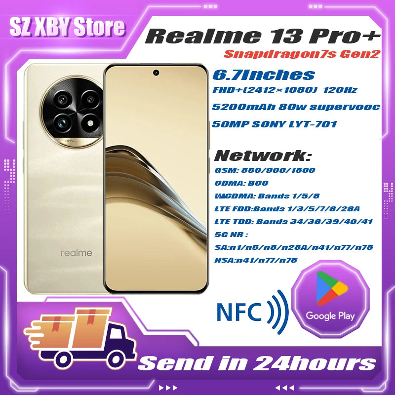 New Realme 13 Pro Plus 5G 50MP Periscope Camera 50MP Sony LYT-701 OIS Camera Snapdragon 7s Gen 2 80W supervooc 5200mAh