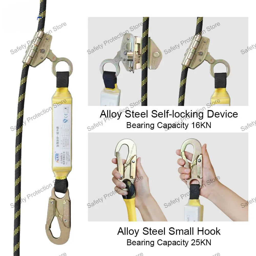 High Altitude Work Vertical Lifeline Assembly Safety Harness Rope Hook Anti Fall Protect Safety Belt Rope Equipment with Buffer