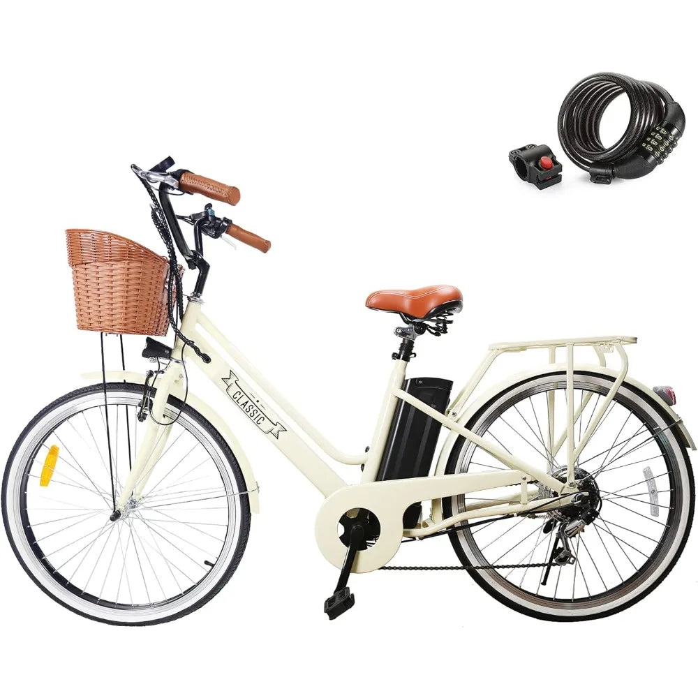 Electric City Bike for Adults 250W/350W Electric Bicycle for Adults E-Bike with Removable Waterproof 36V10A/12A Lithium Battery