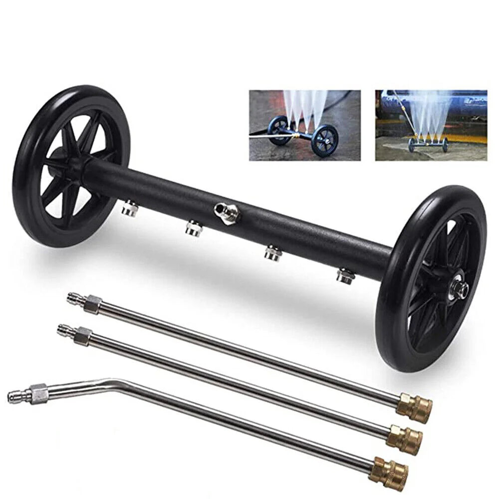 16 Inch Power Washer Under Car Water Broom with 2 Pieces Extension Wand Dual-Function Undercarriage Pressure Washer Cleaner