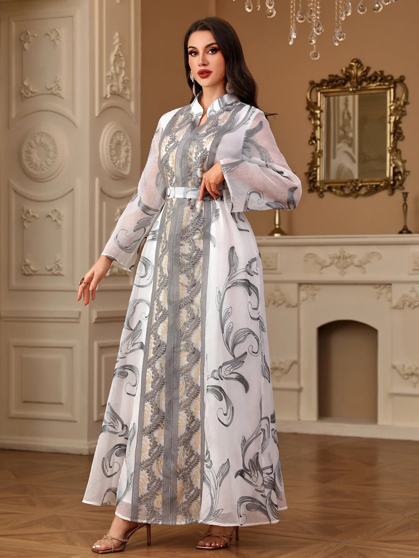 Abayas Party Dress Femmes Muslim Kaftan Belted Embroidery Long Sleeve Clothing Ramadan Eid Wedding Evening Dresses Vestidos New