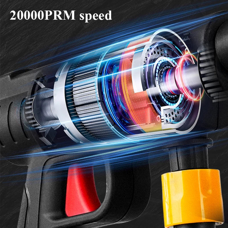 60BAR 20000RPM Wireless High Pressure Car Washer Self Priming Sustain 75min Washing 200W Car Wash Water Gun With Li-ion Battery