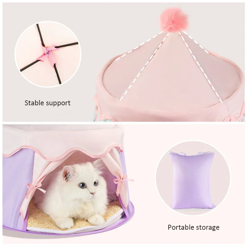 Dog Cat House Nest With Outdoor Portable Storage Cat Tent Semi-Closed Dog Villa Sleep Kennel Kitten Princess Bed Pet Suplies