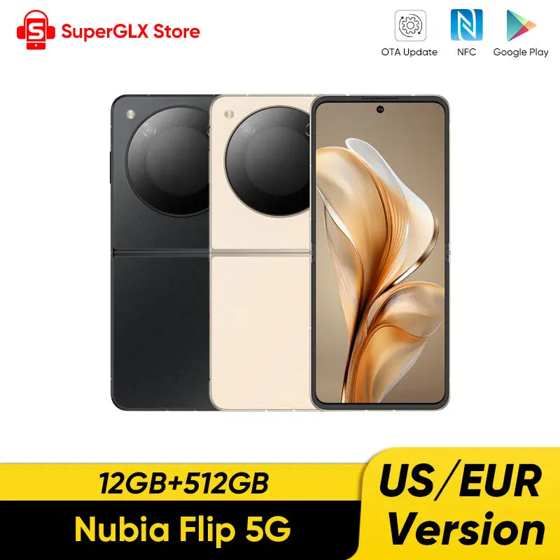 Nubia Flip Global Version 6.9" Snapdragon 7 Gen 1 4310mAh Battery 33W Charging Pocket-sized Foldable Mobile Phone 50MP AI Camera