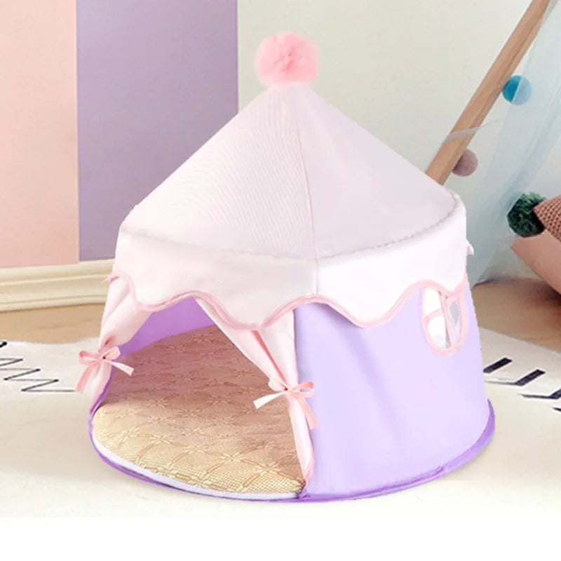 Dog Cat House Nest With Outdoor Portable Storage Cat Tent Semi-Closed Dog Villa Sleep Kennel Kitten Princess Bed Pet Suplies