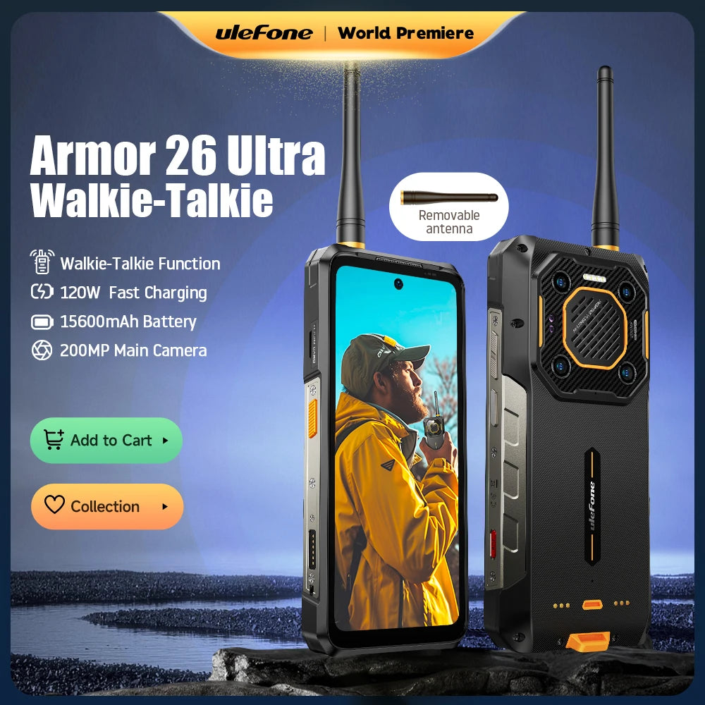 【World Premiere】Ulefone Armor 26 Ultra Walkie Talkie 5G Rugged Phone 120W 15600mAh 200MP+64MP +50MP NFC Waterproof Smartphone