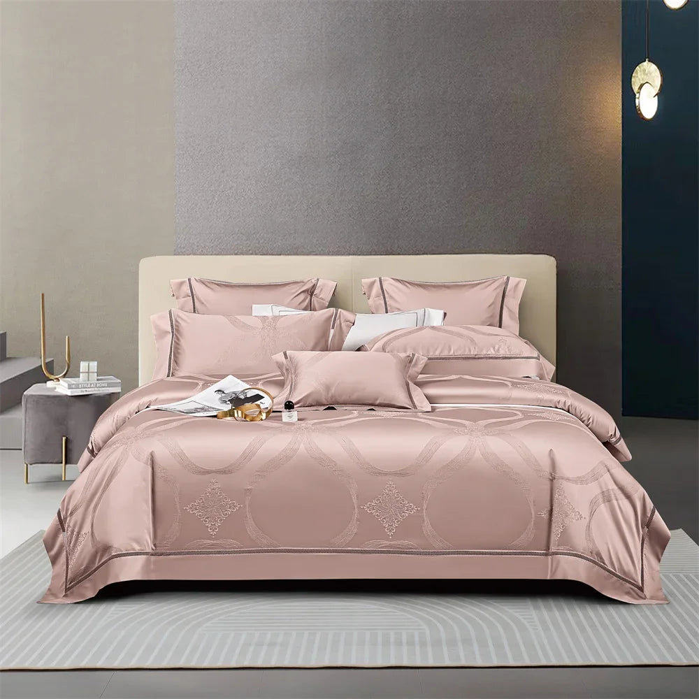 Svetanya Family European Egyptian Cotton Duvet Cover Set 4/6/7Pcs Jacquard Queen King Bed Linens Bedding Sets