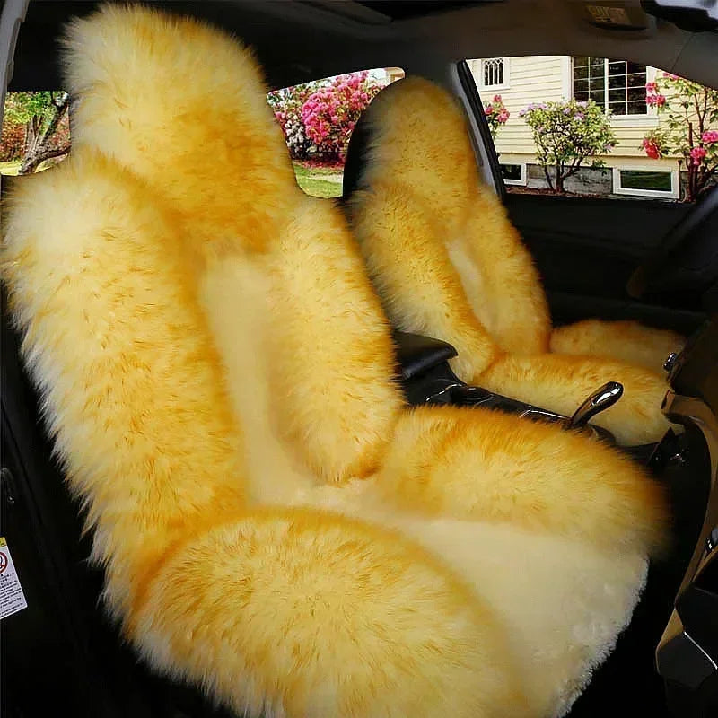 Winter Fur Capes For Cars Universal Fur Car Seat Covers Full Set For Cold Season Car Accessories Interior Woman Front Seat