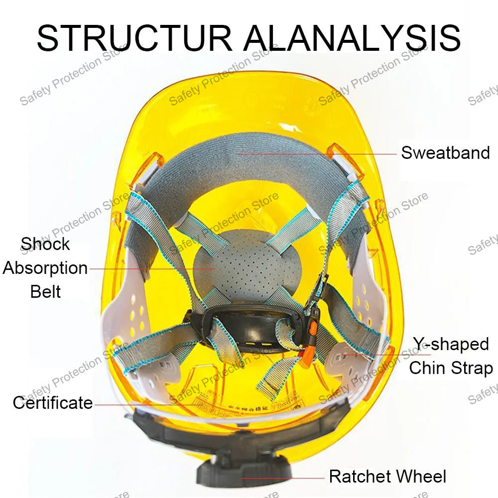 Transparent Construction Safety Helmet Climbing Steeplejack Worker Protective Vented Hard Hat Outdoor Workplace Head Protection