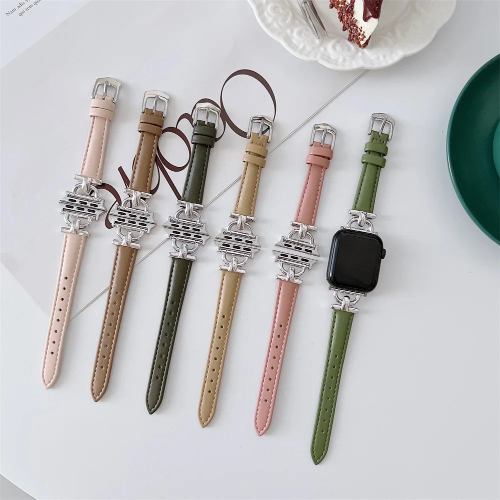 Genuine Strap For Apple Watch Leather Band 44mm 41mm 45mm 38-42-40mm ultra 49mm 44 45 mm bracelet iwatch series 8 7 6 SE 5 4 3