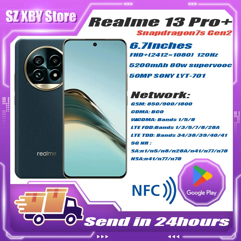 New Realme 13 Pro Plus 5G 50MP Periscope Camera 50MP Sony LYT-701 OIS Camera Snapdragon 7s Gen 2 80W supervooc 5200mAh