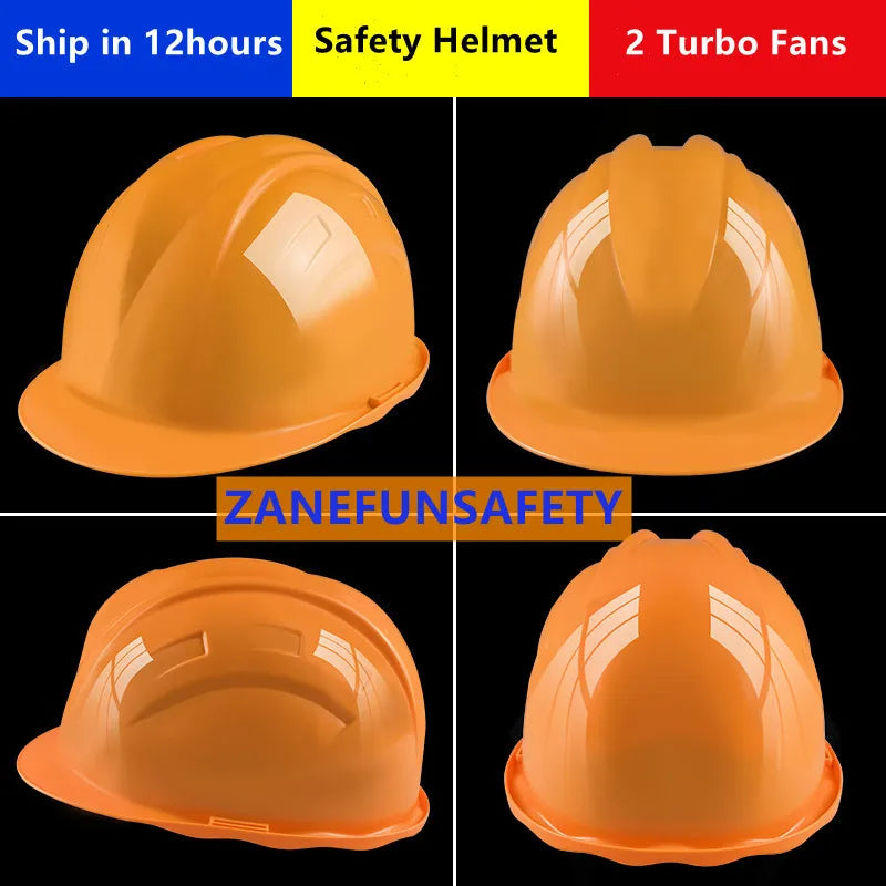 Safety Helmet With 2 Fans 10000mAh Rechargeable Lithium Battery Construction Work Helmet ABS Hard Cap GB2811-2019 Fan Helmet