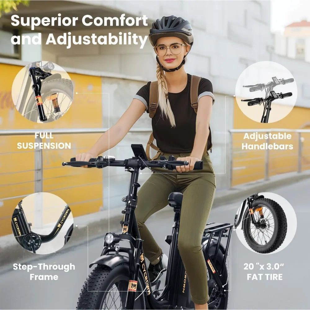 Electric Bike for Adults,1000W Peak Motor Ebike with 48V 15.6Ah Removable Battery up to 75+Miles&20MPH Commuter Electric Bicycle