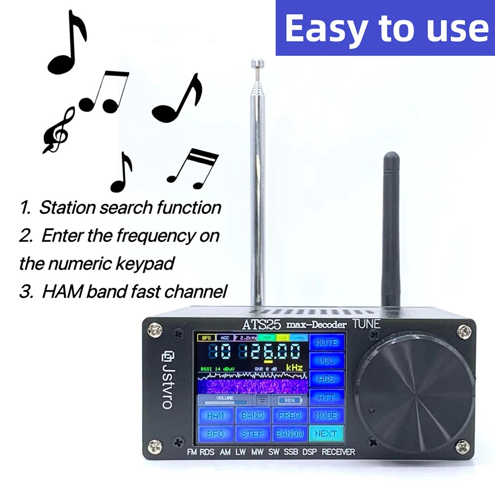 SI4732 ATS-25 Max-Decoder Radio Receiver WiFi Function ALL Band Radio Receiver 3000mA Lithium Battery 2.4 Inch Touching Screen