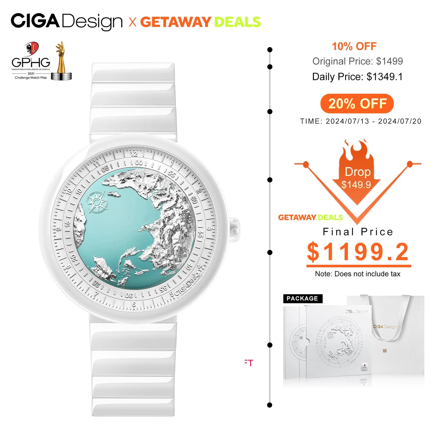 CIGA Design Women's Luxury Automatic Watch U Series Blue Planet Ice Age Ceramics Strap Mechanical Watches Exquisite Timepiece