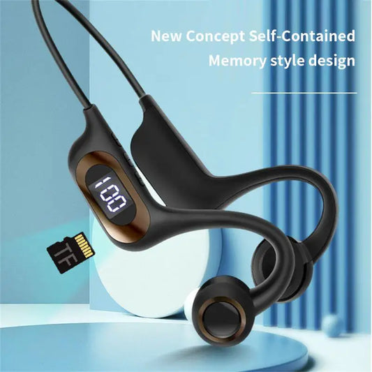 Bone Conduction Headphone 5.3 Wireless Waterproof Sport Earphones Lightweight Ear Hook Headset Support TF Card