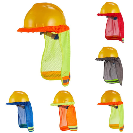 Summer Sun Shade Safety Hard Hat Neck Shield Helmets Reflective Stripe Useful Mesh Reflective Cap Cover for Construction Workers