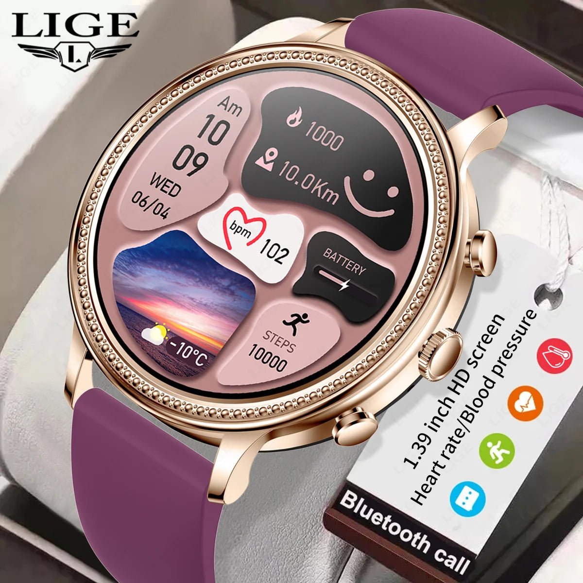 LIGE 2024 Women Smartwatch Ladies Smart Watches for iOS Apple iPhone and Android HUAWEI Xiaomi Digital Watch Girl Smart Bracelet