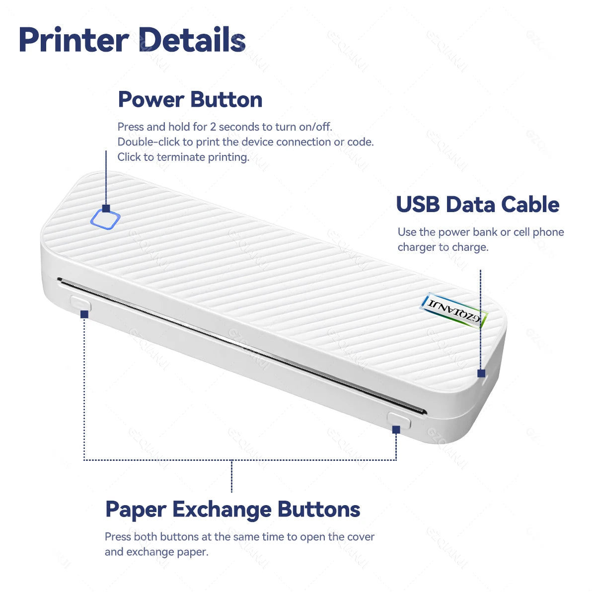 Portable A40 Thermal Printer Inkless Bluetooth A4 Paper Mobile Phone Photo Document Printer For Office Work Home Print Maker